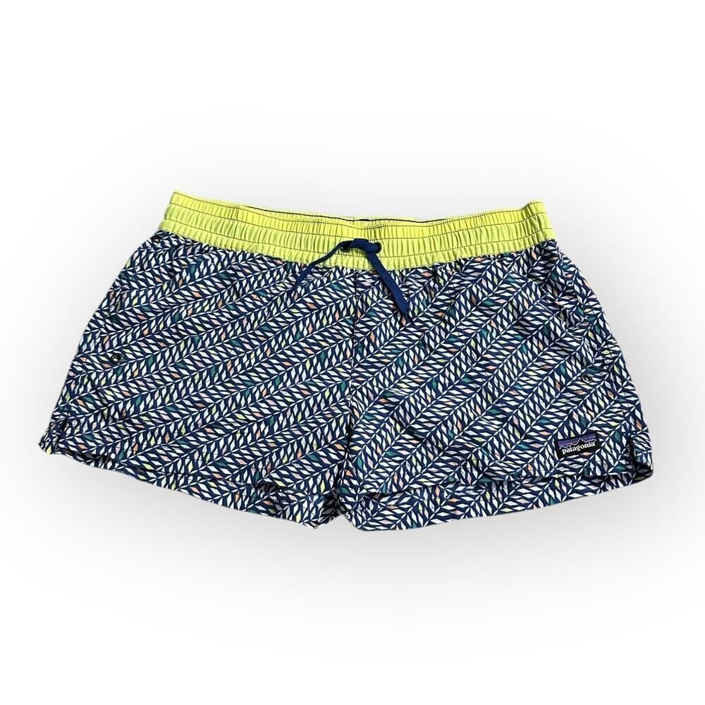 Patagonia Costa Rica Baggies Shorts Girl's XXL Blue Yellow Elastic Waist